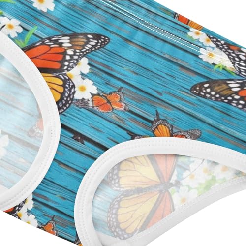 Butterflies Flowers Blue Panties for Girl Toddler Girls Underwear Cotton Bright Briefs Kids Undies 2t4