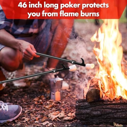 Fire Poker for Fire Pit Outdoor, 46 Inch Long Portable Fireplace Tools for Camping, Wood Stove, Bonfire, Outdoor and Indoor Use, Campfire Pick Accessories, Heavy Duty Rust Resistant Fire Pit Poker - 1