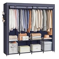 SONGMICS Guardaroba Portatile Con 3 Sbarre E Ripiani - 45x130x167 Cm Grigio, Capiente E Facile Da Montare - Foto 14