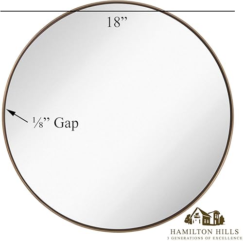 Miniatura 2 de Hamilton Hills Espejo de pared dorado contemporáneo de 18 pulgadas con marco redondo de metal, panel de vidrio, círculo redondeado con marco dorado