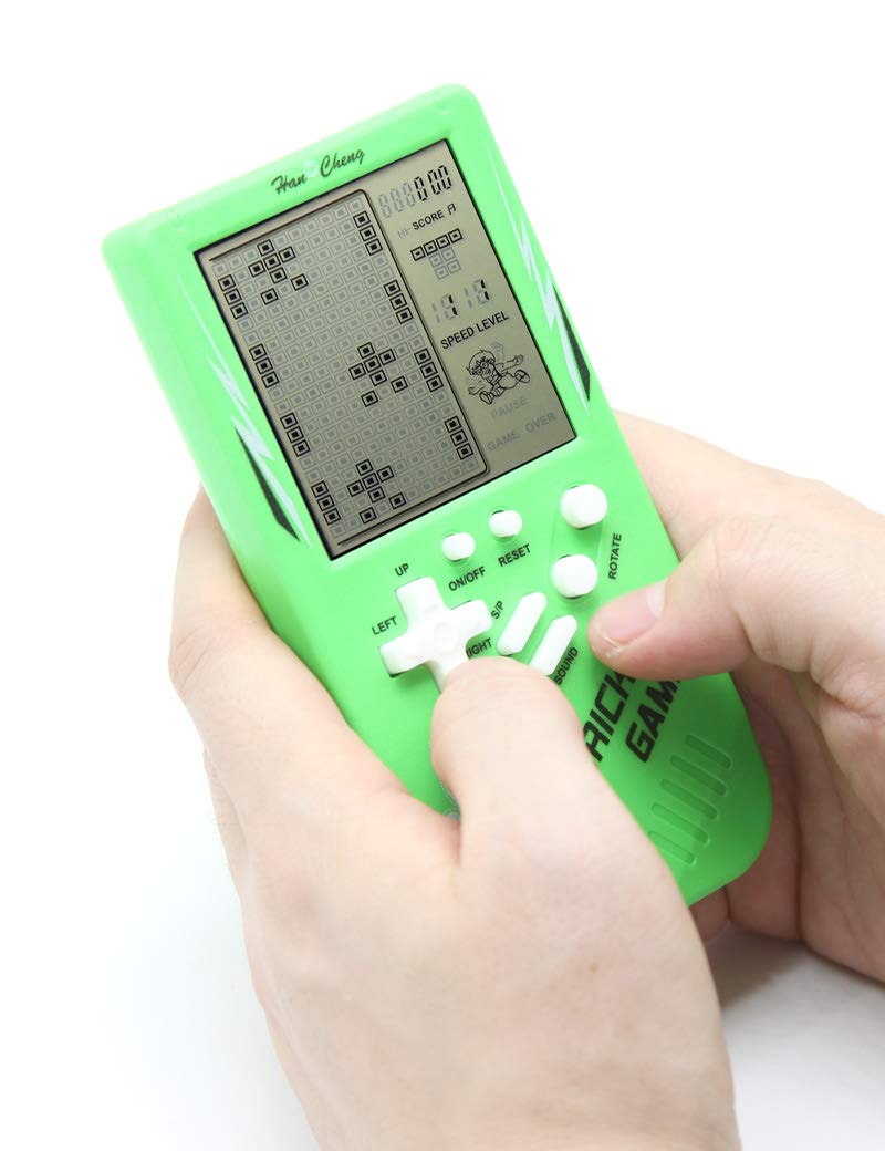 Retro konsola do gier z dużym ekranem 9999 w 1 czołg / wyścigi / strzelanie codzienna gra logiczna regulowana trudność i prędkość mała i łatwa do przenoszenia najlepsze prezenty (zielona)