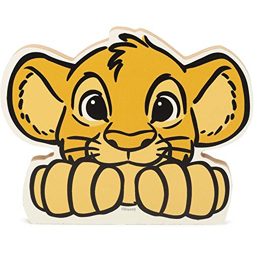 Image of Disney The Lion King Simba Head Shelf Sitter Decor | Chunky Wood Block Cutout for Kids' Bedroom, Play Room or Nursery