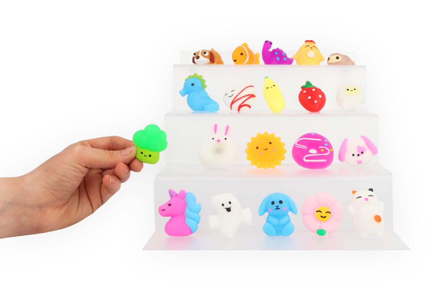 Henbrandt Squishy Animals Bulk Pack, 100 Soft Sensory Toys in Bucket - Image 2