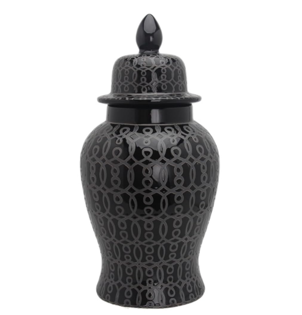 SBJKLYRN ceramic jar， Ginger Jar Modern Vase Ceramic Ginger Jar with Lid Decorative Flower Vases Porcelain Temple Jar Containers Temple Jar