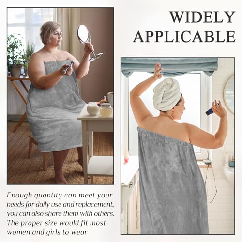 Tigeen 2 Pcs Women's Wrap Towel Spa Soft Robe Adjustable Closure Elastic Top Closure Bathrobe Lightweight Wraps for Shower4
