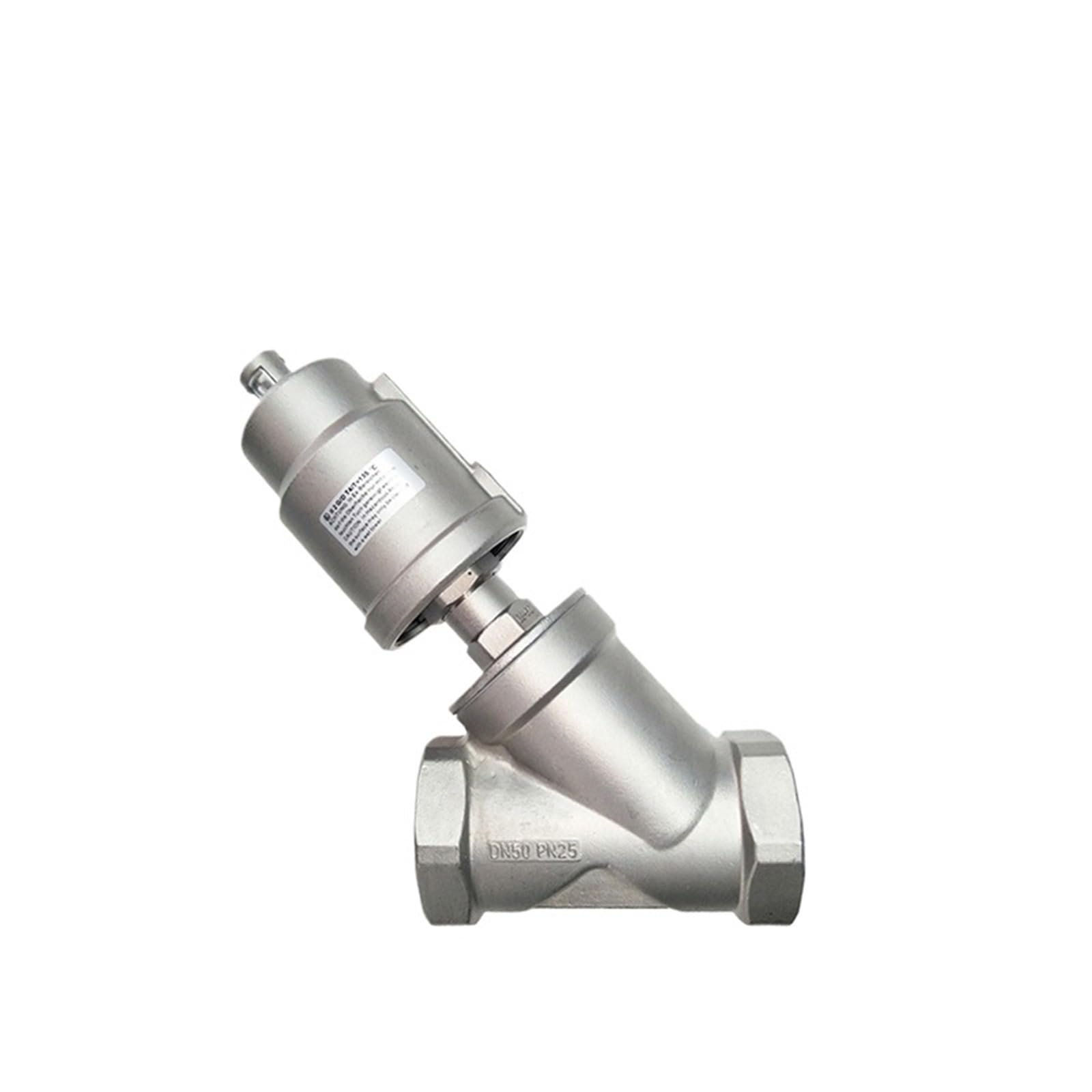 Vanne d'angle pneumatique DN50 2 pouces en acier inoxydable double effet pour contrôle d'air