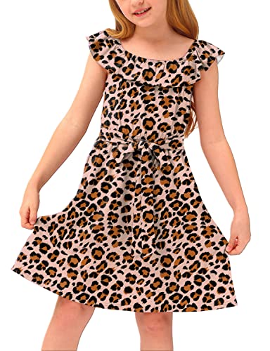 BesserBay Girl's Casual Ruffle Elastic Neckline Off Shoulder Floral Midi Dress 3-14 Years
