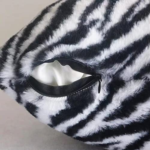 Image of Square Stripe Pillow Cover Faux Fur Zebra Throw Pillows 20x20 Black White