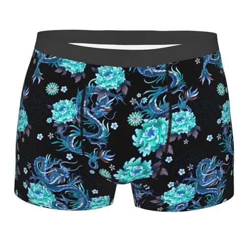 Woezkex WXBOXERBRIEFS-#H4J2KVOUH23W8RZ7AR Light Blue Flowers Cool Dragons Floral Boxer Briefs cover