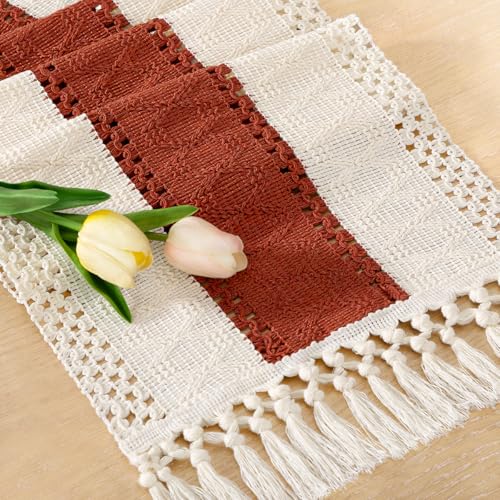 Socomi Boho Table Runner Summer Farmhouse Rustic...