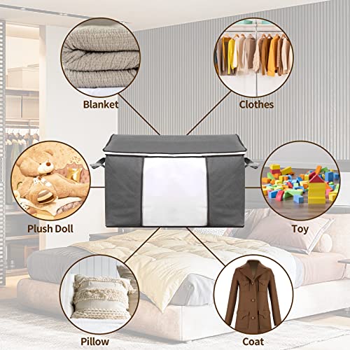 Grande custodia pieghevole per abiti (5 pezzi), chiusura lampo durevole e manico rinforzato, in tessuto non tessuto per vestiti, biancheria da letto, trapunte, cuscino - Image 5