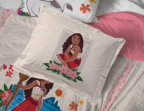 Image of Disney Moana Twin Comforter Set 5 Piece Kids Bedding for Girls, Beige