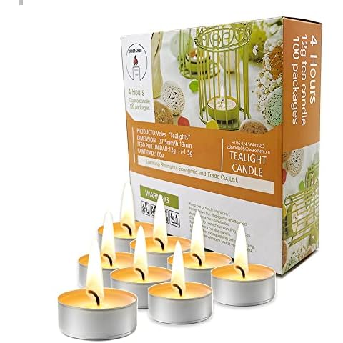 SHENGHUI 8rs Unscented Tea Lights Candles in Bulk 50 White, Smokeless, Dripless & Long Lasting 23g Paraffin Tea Candles Cover