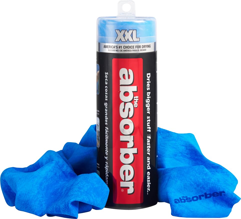 The Absorber® XXL 32-Inch x 20-Inch Synthetic Premium Drying Chamois Cloth for Cars, Trucks, & More - Super Absorbent, Scratch-Free and Washable (Blue