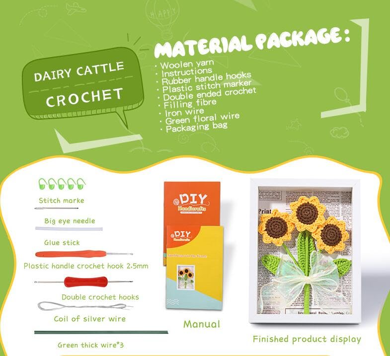 ZHENGE Häkelset für Anfänger, Häkelset, niedliches Tier-Set, Hunde-Starterpaket mit Garnbällen, Häkelnadeln, Maschenmarkierern, Anleitung (evtl. nicht in deutscher Sprache), Zubehör-Set für Anfänger