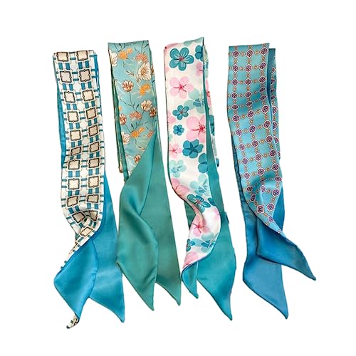 QTMY 4 Pack Purse Scarf for Bags Silk Head Scarf for Hair Handbag Women Scarfs Band Hair Neck Scarves Fashion Gifts,08