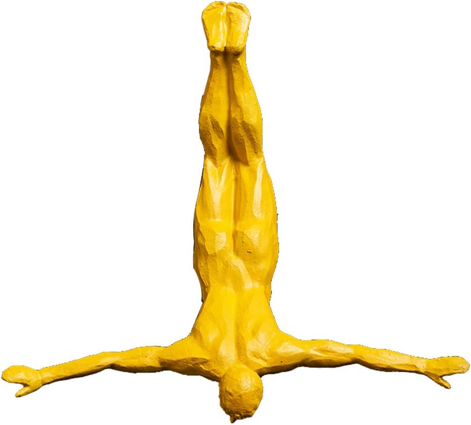 Trycooling Creative Resin Bungee Diver Man Wall Sculpture Nordic Modern Wall Art Home Decor Sculpture Statue (Yellow)