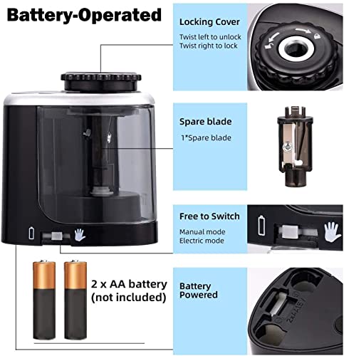 Pencil Sharpeners - Electric Pencil Sharpener Blade to Fast Sharpen,Battery-Powered and Easy to Use for Classroom Supplies (6-8mm) in School