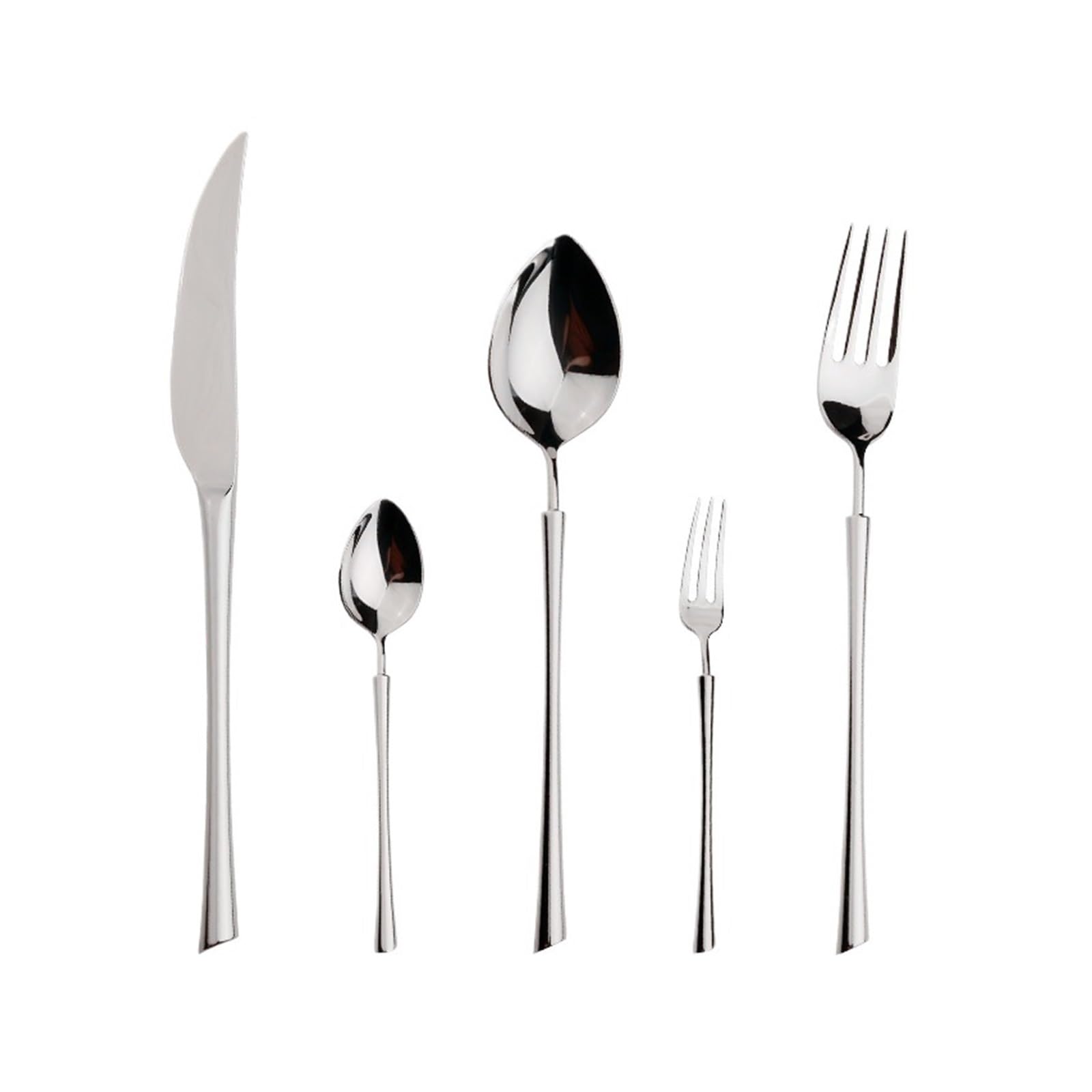 Juego de cubiertos de acero inoxidable: 5 tenedores plateados para cocina y mesa