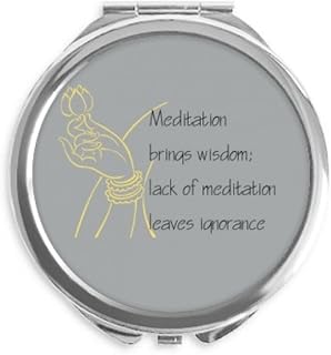 Meditation Brings Wise Blessing Quote Hand Compact Mirror Round Portable Pocket Glass
