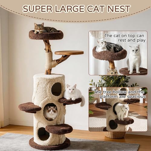 Árbol rascador de madera para gatos, 15x15x45 pulgadas miniatura 6