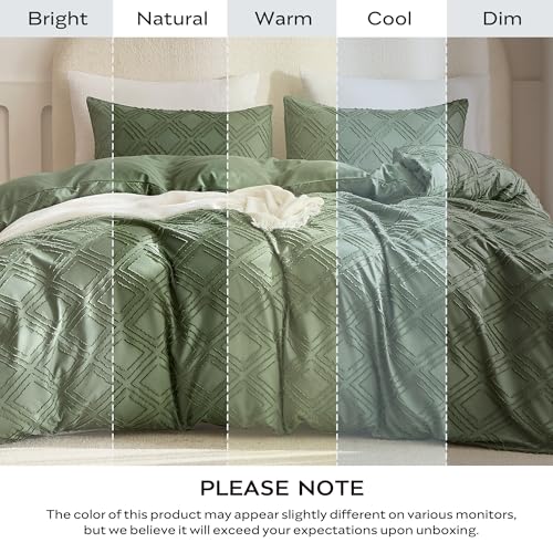 JELLYMONI Green Grid Tufted Duvet Cover Set Twin Size by JELLYMONI - Used condition - Image 9