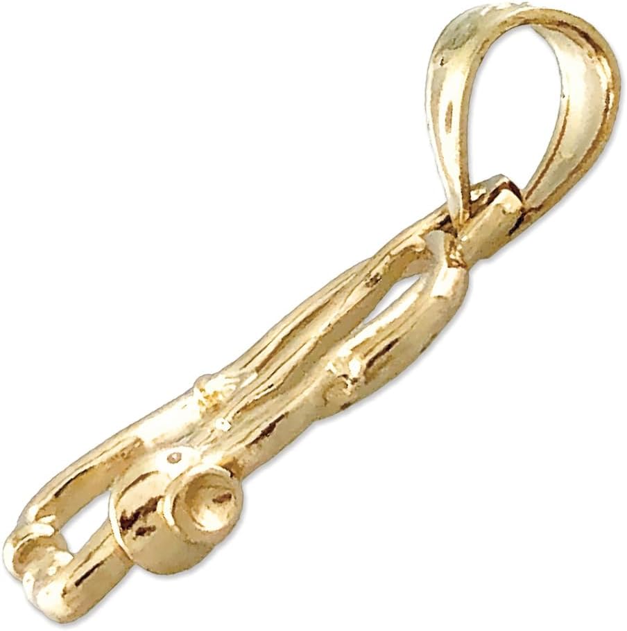 14K Solid Gold 3D Stethoscope Charm