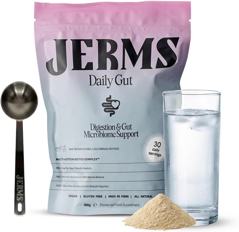 Daily Gut | Tribiotic Powder with Pre-, Pro- & Postbiotics | 10 Billion CFU + Digestive Enzymes + Feiolix for Metabolic Support | Vegan, No Sweeteners, Gluten-Free | 30 Servings