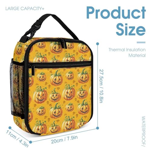 Funny Pumpkins Printed Backpack with Lunch Box Bag Pencil Case Pouch 3pcs Daypack Set for Women Men4