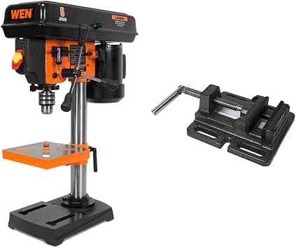 WEN 4206T 2.3-Amp 8-Inch 5-Speed Cast Iron Benchtop Drill Press & DPA423 3 in. Drill Press Vise