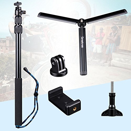 Smatree Selfie Stick Telescoping Compatible For Gopro Hero 11/10/Max/9/8/7/6/5/4/3+/3/Session/Gopro Hero(2018)/Ricoh Theta S/V/Samsung Gear360/Yi 4K/Dji Osmo Action Camera #TOP7