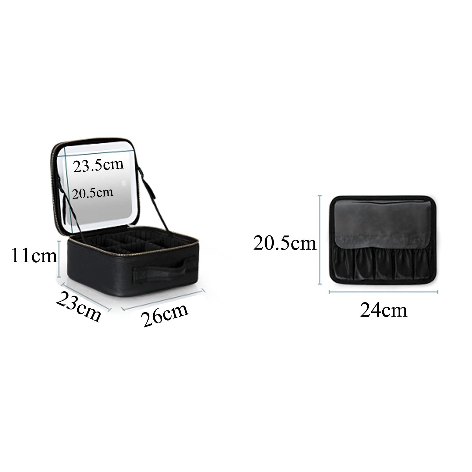 Valigetta per il trucco da viaggio, organizer per cosmetici, borsa portaoggetti portatile per artisti, specchio con luce LED intelligente, tre luci, interruttore touch screen, borsa per il trucco da