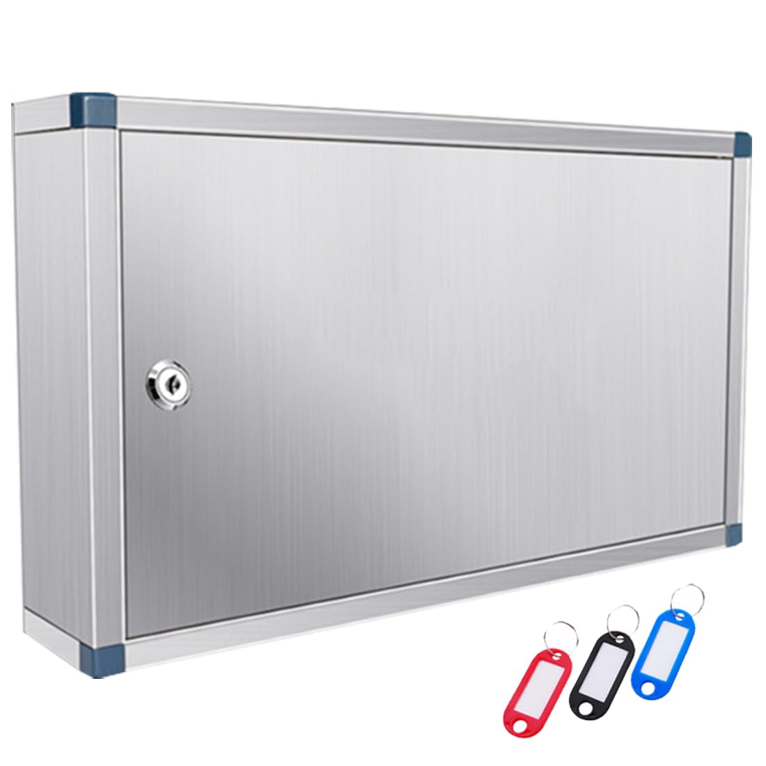 Weyot Stainless Steel Key Cabinet Key Lock Box Wall Mount Lockable 40 Key Management Key Storage Lock Box Comes with Key Hooks And Key Tags for Home Office,Silver