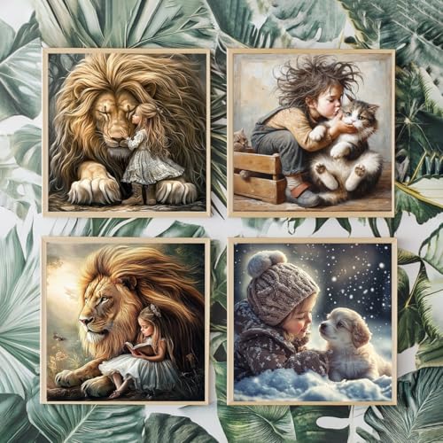 Image of 4pcs DIY Animals and Baby Stamped Cross Stitch Kits for Adults Beginners,Cross Stitch Kits for Adults Beginners,Embroidery Kits Full Range of Cross Stitch Kits Needlepoint Cross Stitch Patterns
