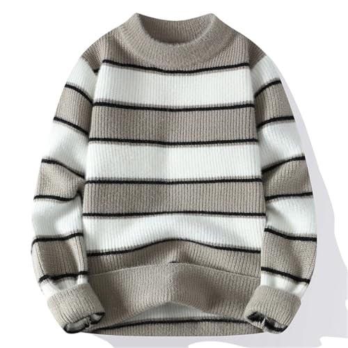 Men Casual Business Korean Slim Striped Pullovers Solid Men's O-Neck Long Sleeve Sweater2