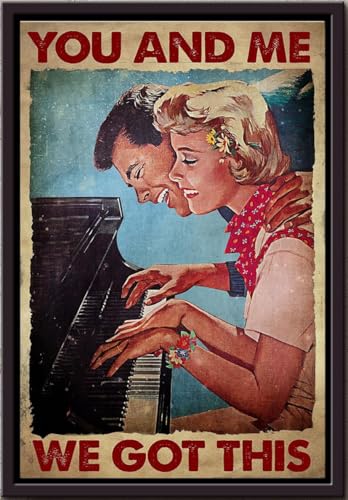 YAASIMOULE Toi et moi jouant de la musique, on a ça ! Affiche vintage encadrée sur toile mate