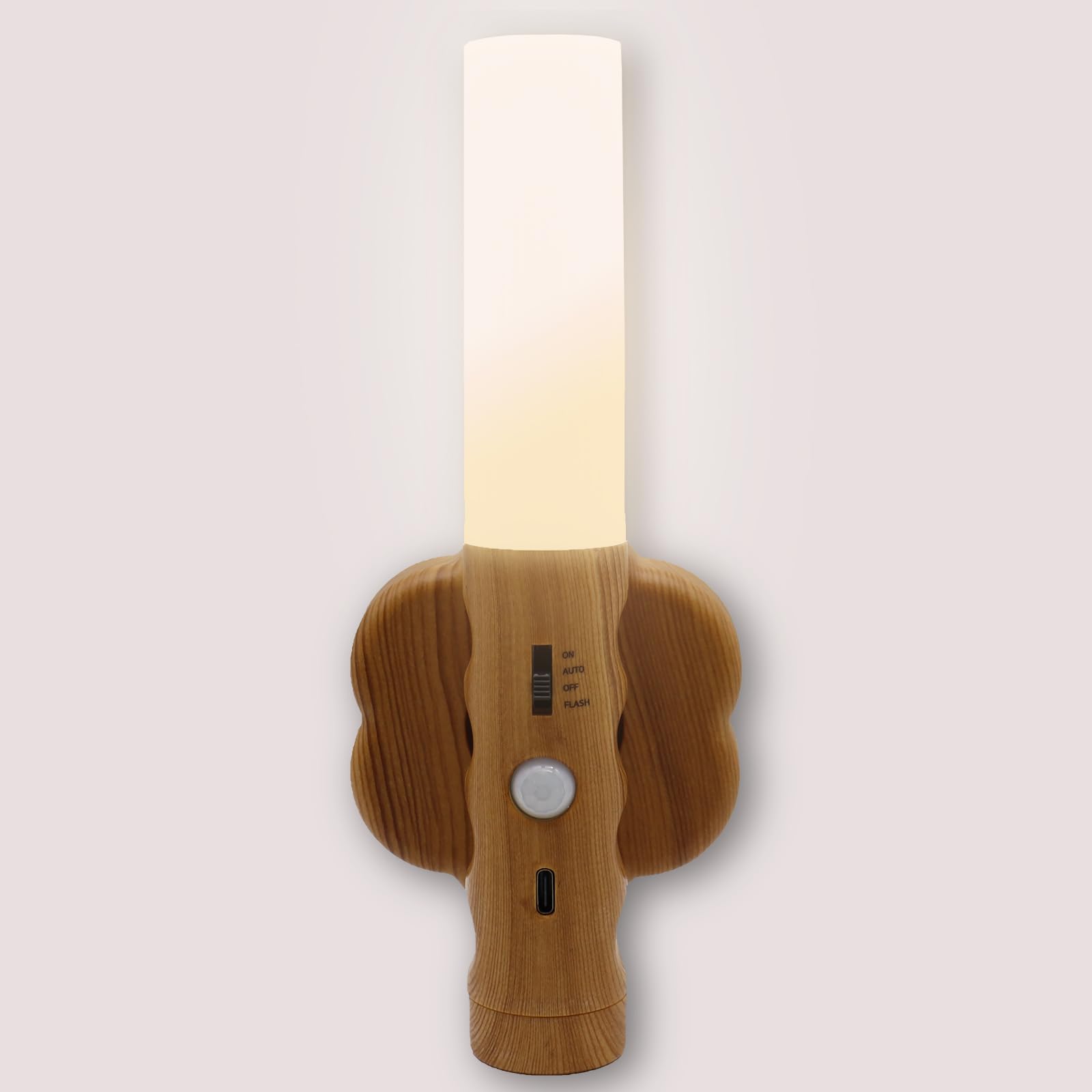 Motion Sensor Night Light - Rechargeable Wood-Grain Wall Sconce with Auto On/Off, Perfect for Stairs, Hallways, Bedrooms, ...