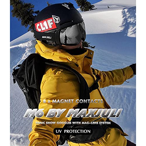 Image of MAXJULI Ski Goggles Men Women,OTG Snow Goggles with Magnetic Interchangeable Anti-fog HD Lens UV Protection (Black Frame /Silver Lens)