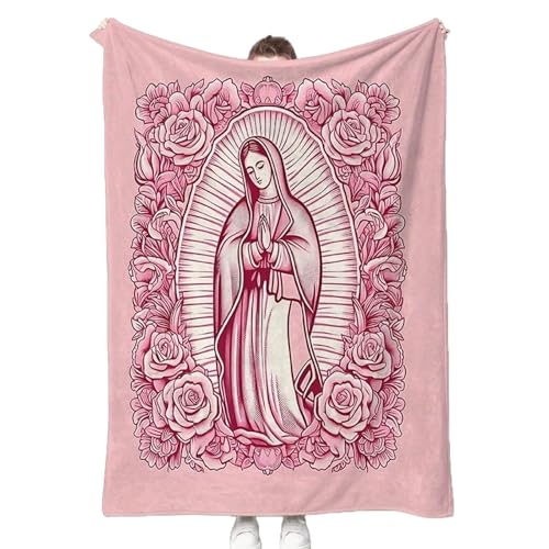 Fundas dulces genéricas para mujer – Manta religiosa Virgen María | Manta cristiana de franela para la oración, para dormitorio, salón, sofá, dormitory, camping, invierno – mujeres,