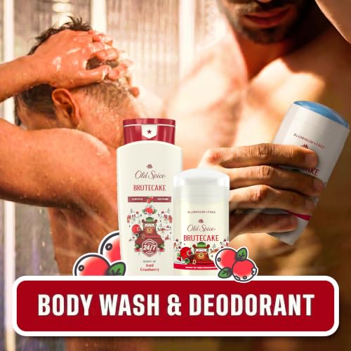 Image of Old Spice Body Wash for Men, Holidudes Holiday Edition, 24 /7 Holiday Freshness, Lasting Scent and Rich Lather, Stocking Stuffer, BruteCake with Iced Cranberry Scent, 16 oz