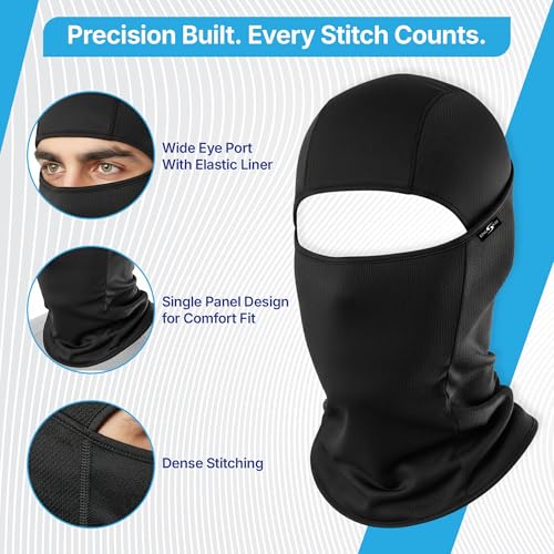 Image of Kingsway Balaclava Face Mask for Bikers - UPF 50+ UV & Dust Protection | Full Face Mask for Men & Women | Premium Riceknit Helmet Liner