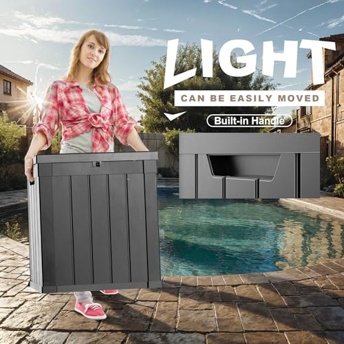 Image of 80 Gallon Deck Box for Outdoor Storage - Waterproof, Lockable, and Doubles as Extra Seating - Perfect for Patio Furniture, Cushions,and Garden Tools (BLACK)