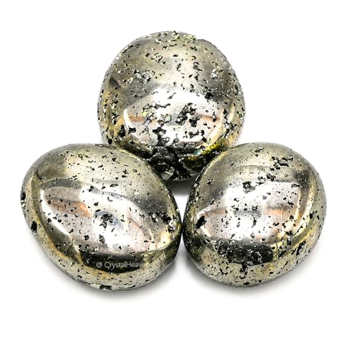 Image of Certified Raw Pyrite Crystal Palm Pebbles Stones for Anxiety Stress Relief Massage - AAA Grade Original Healing Gemstone Agate Palm Stone for Yoga Meditation Spiritual Reiki Feng Shui