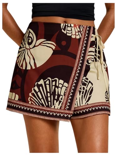 Image of SweatyRocks Women's Boho Mini Skirts Floral Shorts Tie Side Wrap Skorts
