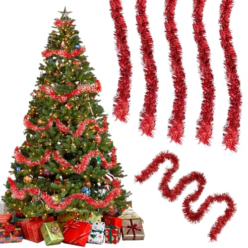 10pcs x 2M Metallische Girlande Weihnachtsbaum, Rot Lametta...