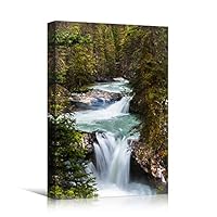 Canvas Wall Art Mountain Waterfalls Landscape Multicolor Photography Relax/Calm Traditional Waterfall - 12x18 inches