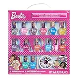 Barbie juego de esmaltes y accesorios para uñas de 15 piezas, a base de agua, secado rápido y desprendible, perfecto para...