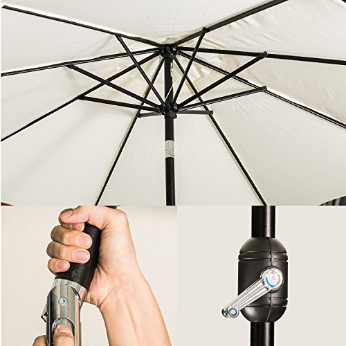 Uhinoos 9Ft Patio Umbrella, Outdoor Umbrella With Crank And 8 Ribs, Polyester Aluminum Alloy Pole Tilt Button Outside Table Umbrella, Fade Resistant Water Proof Patio Table Umbrella (Ivory) #TOP3