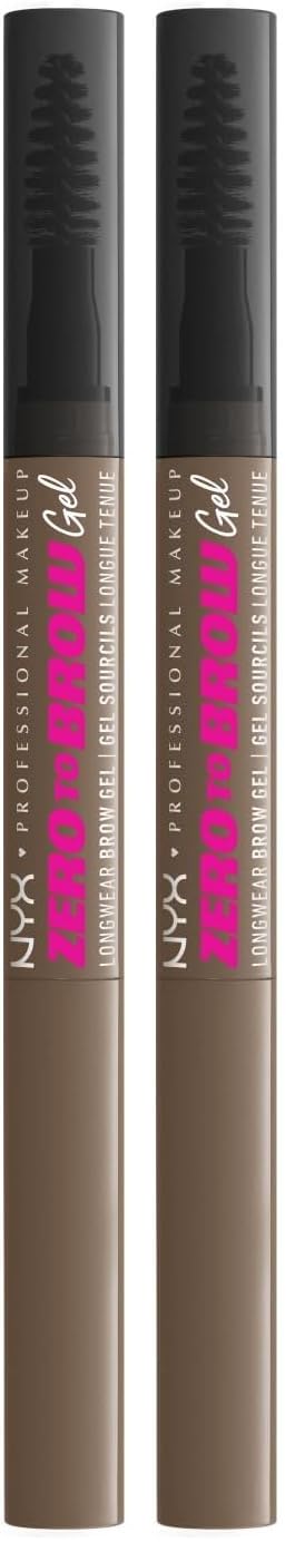 Nyx Professional Makeup Langanhaltendes und flüssiges Augenbrauengel, Für einen natürlichen Look und bis zu 2 Tage Halt, Ohne Abfärben und Verwischen, Zero to Brow, Farbe: Ash Brown, 1 Stück