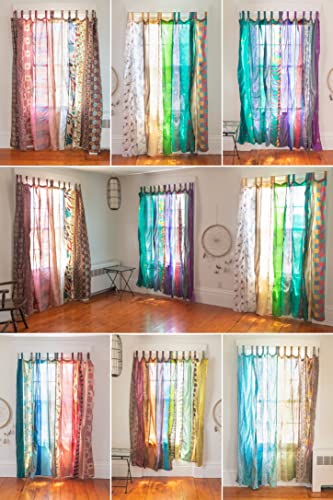 Indio viejo Sari cortina multi color puerta cortina ventana decoración seda Sari hippie reciclar cortinas paneles Cover